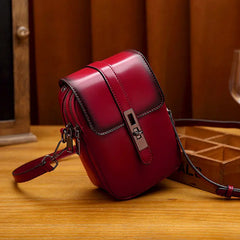Women's Leather Phone Shoulder Bag Contrast Messenger Bag