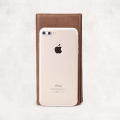 Cowhide Money Clip Oil Wax Leather Long Wallet