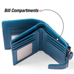 Leather Wallet Women's Short Multi-Functional Zip Wallet