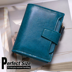 Leather Wallet Women's Short Multi-Functional Zip Wallet