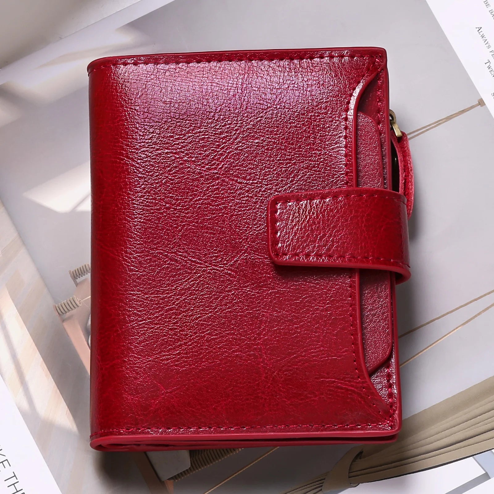 Leather Wallet Women's Short Multi-Functional Zip Wallet