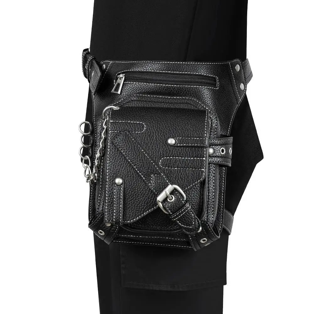 Retro Chain Motorcycle Bag Men's Waist Fanny Pack Chest Bum Bag Purse