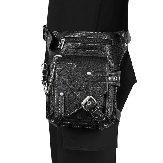 Retro Chain Motorcycle Bag Men's Waist Fanny Pack Chest Bum Bag Purse
