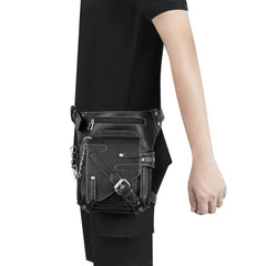 Retro Chain Motorcycle Bag Men's Waist Fanny Pack Chest Bum Bag Purse