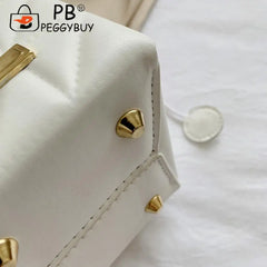 Leisure Geometric Embossed Messenger Bag Women PU Square Box Shape Drawstring