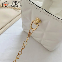 Leisure Geometric Embossed Messenger Bag Women PU Square Box Shape Drawstring