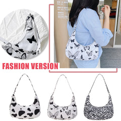 Leisure Half Moon Female Shoulder Bags All-Match Animal Pattern Printing Nylon U