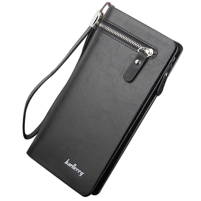 Men's Long Wallet PU Leather Purses Zipper Handbags WBL63