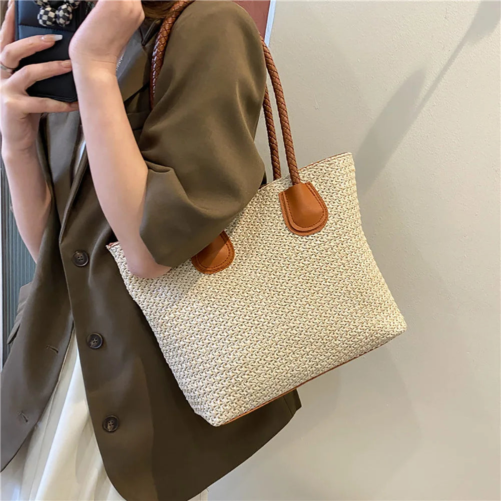 Women Straw Shoulder Bag Beach Rattan Handbag