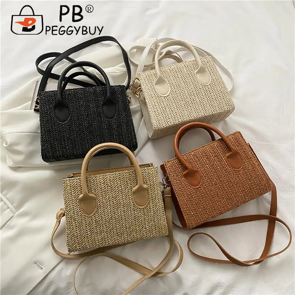 Straw Shoulder Bag Summer Beach Rattan Handbag