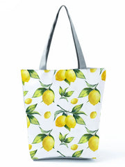 Lemon Printed Handbag Eco Reusable High Capacity Women Shopping Bag