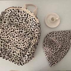 Leopard Backpacks Women Japan Preppy Style Zipper Large Capacity Canvas Bag