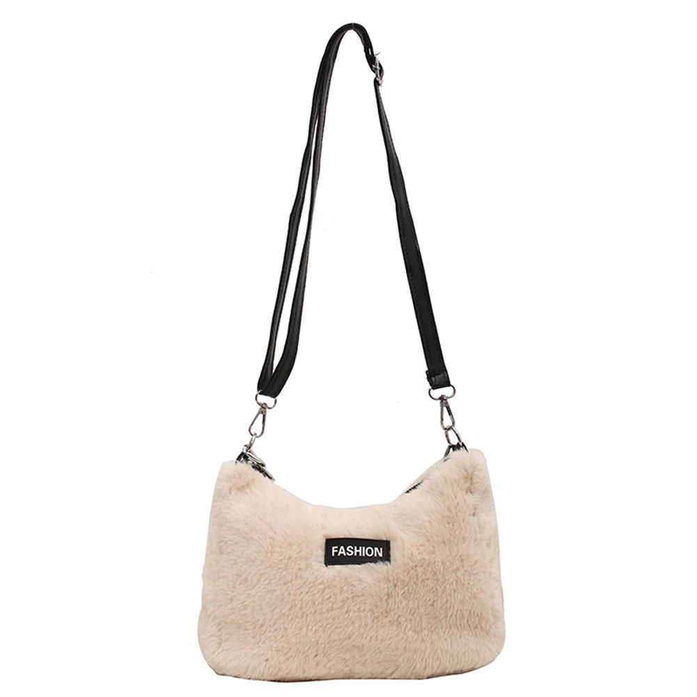 Leopard Winter Plush Shoulder Messenger Bag Chain Handbag