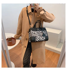 Leopard Large Tote Winter High PU Leather Women's Handbag