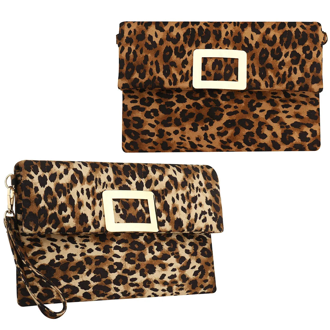 Leopard Leather Clutches Soft Surface Small Handbags