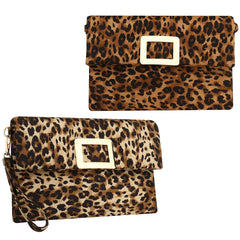Leopard Leather Clutches Soft Surface Small Handbags