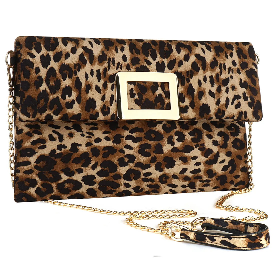 Leopard Leather Clutches Soft Surface Small Handbags