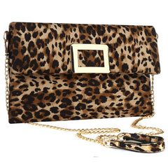 Leopard Leather Clutches Soft Surface Small Handbags