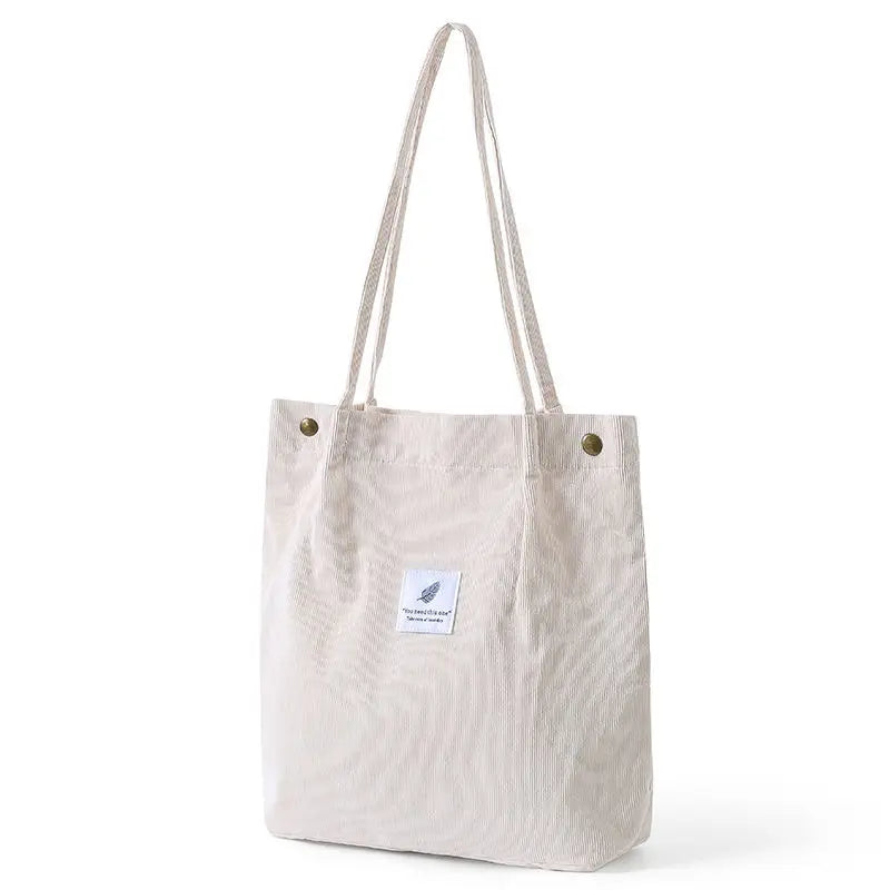 Leopard Pattern Shoulder Bag Corduroy Women Shopping Tote Handbags