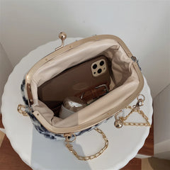 Leopard Print Fluffy Shoulder Crossbody Bags Woman Cow Pattern Handbags