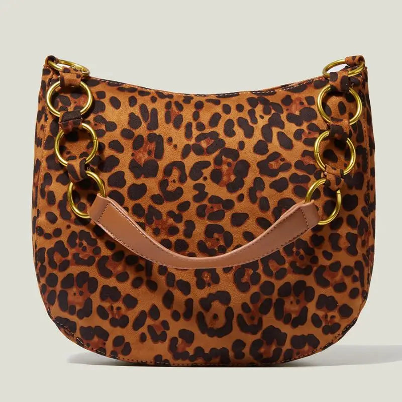 Leopard Print Ladies Underarm Bag Thick Chain Shoulder Bag