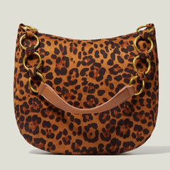 Leopard Print Ladies Underarm Bag Thick Chain Shoulder Bag
