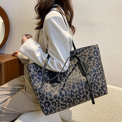 Leopard Print Large Handbag Retro Shoulder Bag