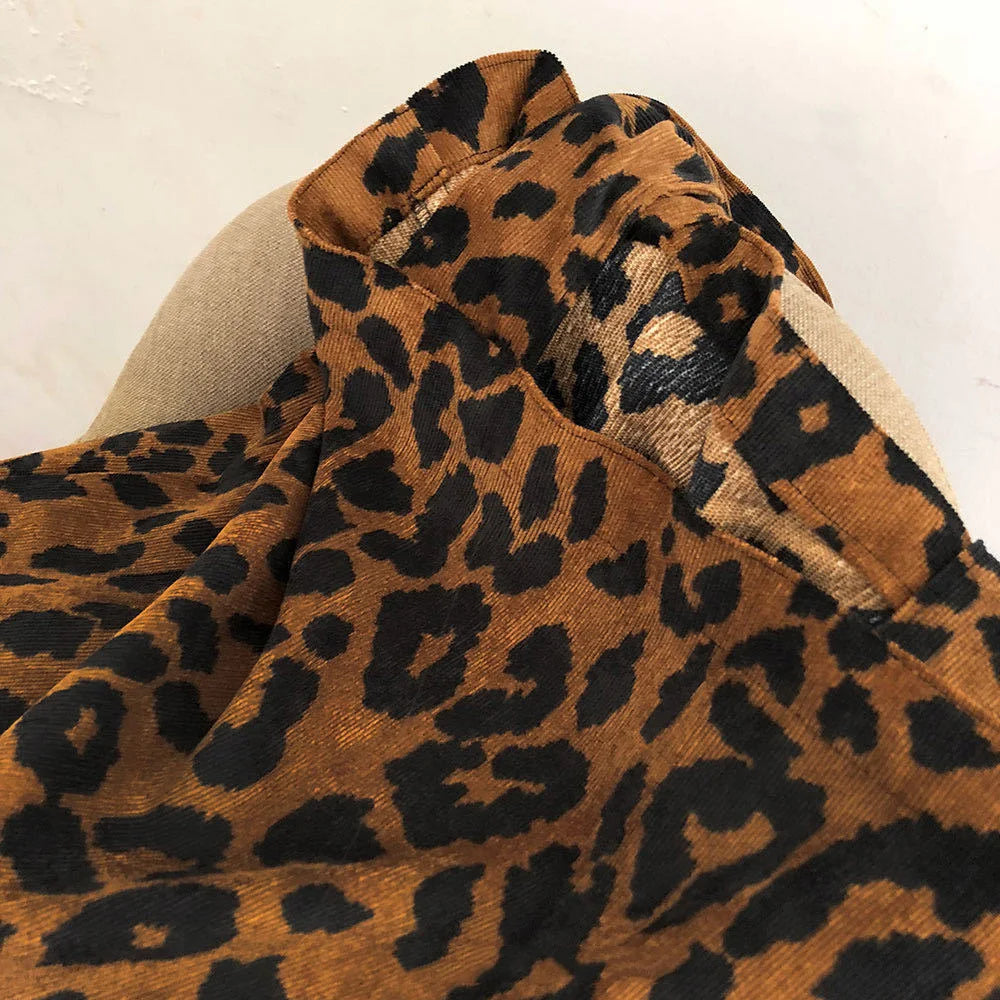 Leopard Shoulder Bags Women Large Capacity Corduroy Travel Storage Tote Bag
