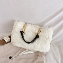 Leopard Women's Handbag Large Capacity Shoulder Bags Winter Plush
