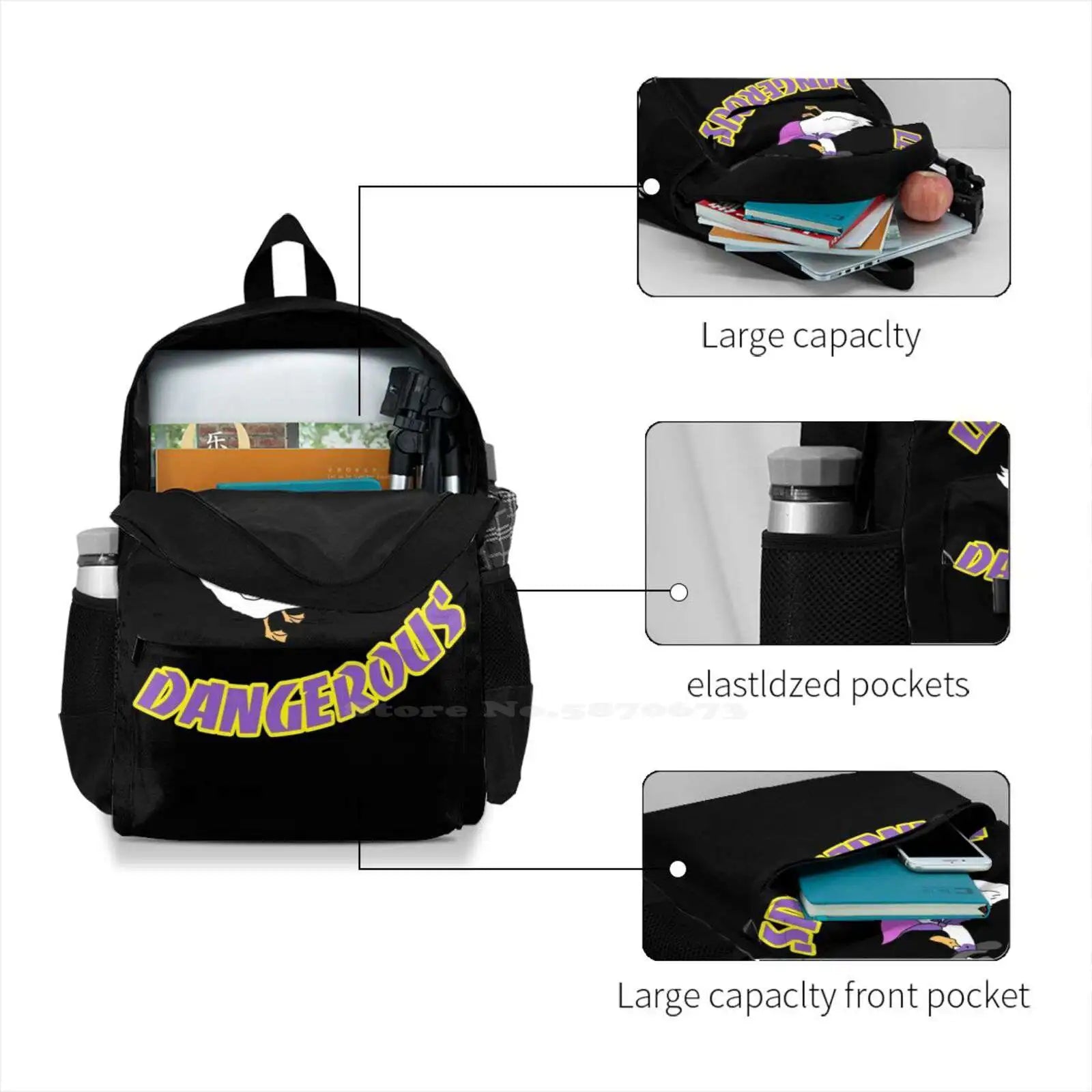 Lets Get Dangerous Retro Duck Laptop School Bag
