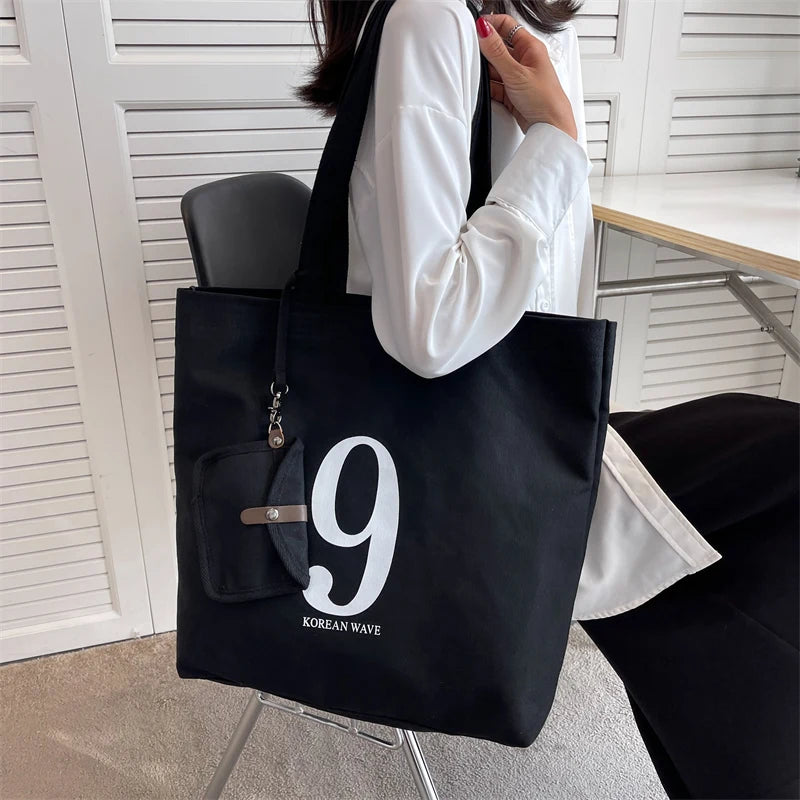 Letter Canvas Women Shoulder Bag Travel Lady Bag Tote Canvas Messenger Bag