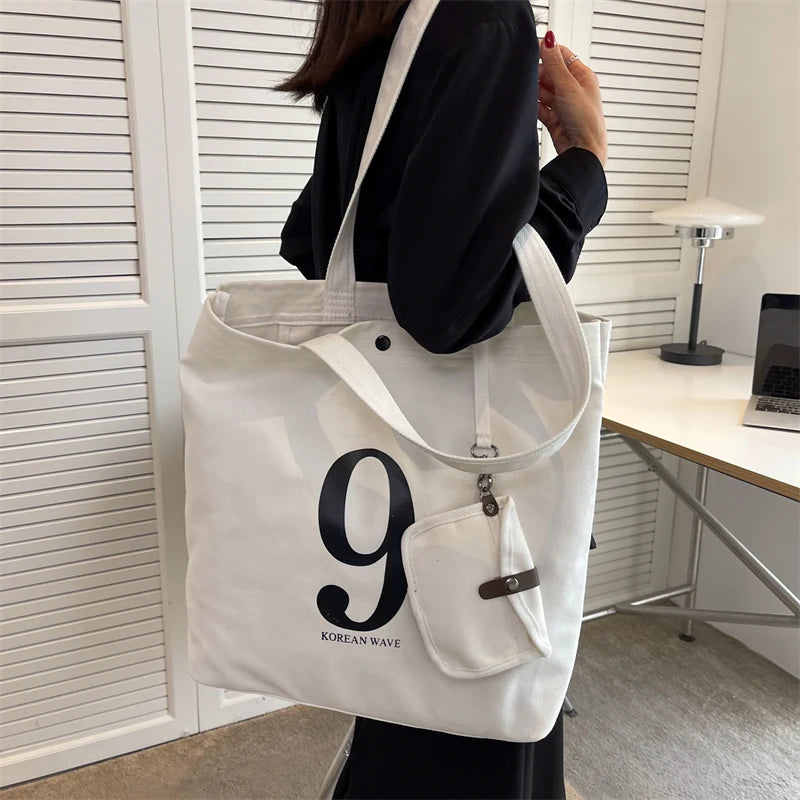 Letter Canvas Women Shoulder Bag Travel Lady Bag Tote Canvas Messenger Bag
