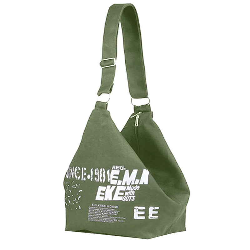 Letter Decors Canvas Shoulder Bag Large Capacity Tote Bag