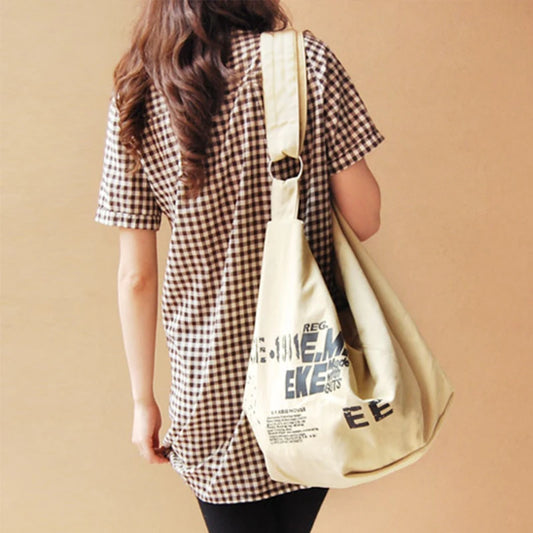 Letter Women Canvas Shopping Shoulder Bag Female Crossbody Bags