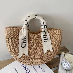 Semi-Circle Fairy Straw Woven Bags for Ladies