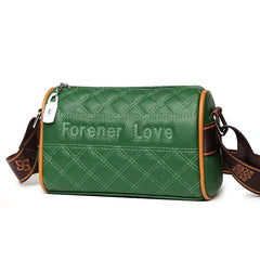 Letter Embroidered Women's Shoulder Bag Ladies Leather Pillow Messenger Bag