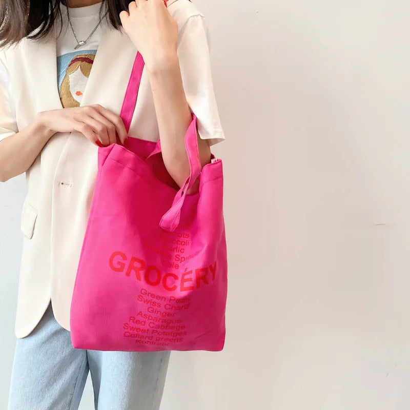 Girls Canvas Handbag Large Capacity Women Tote Shoulder Bag