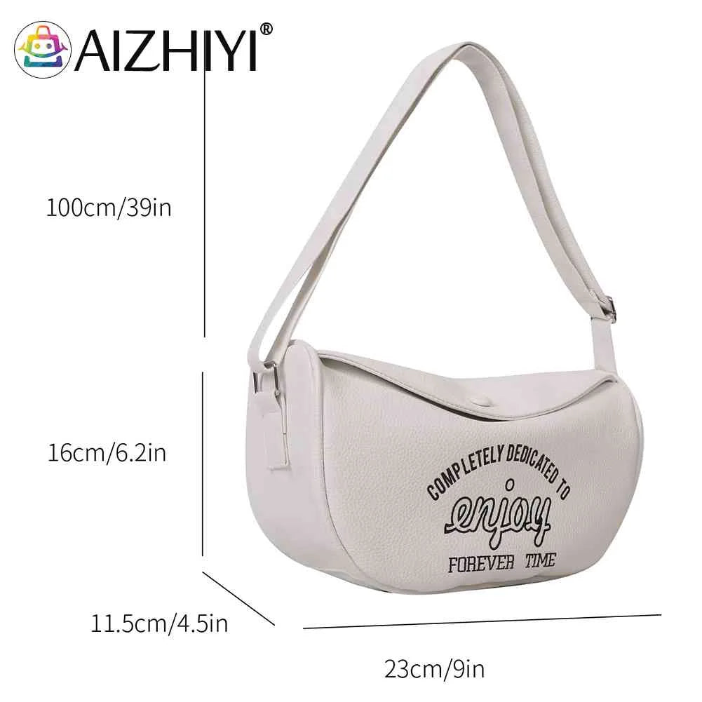 Letter Printed Shoulder Bag Commute Bag PU Leather Casual Portable Soft Large Ca