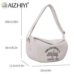 Letter Printed Shoulder Bag Commute Bag PU Leather Casual Portable Soft Large Ca