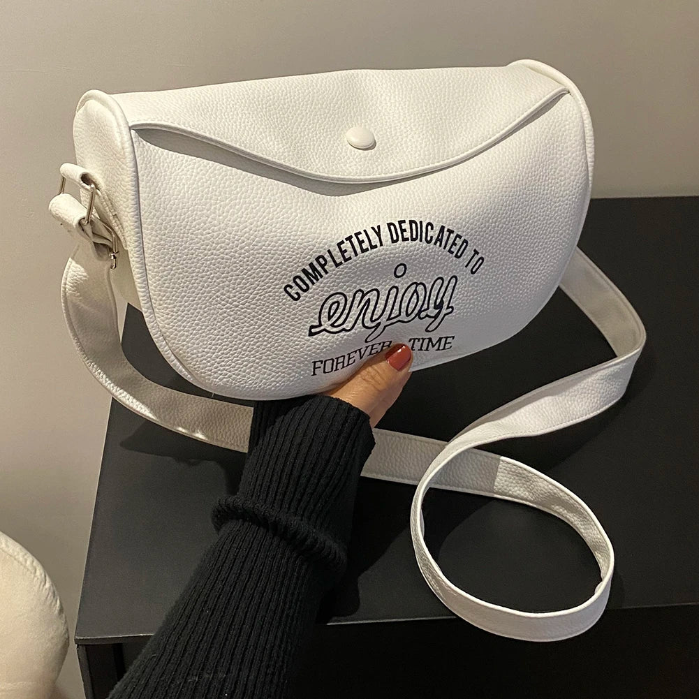 Letter Printed Shoulder Bag Crossbody Bag PU Leather Large Capacity