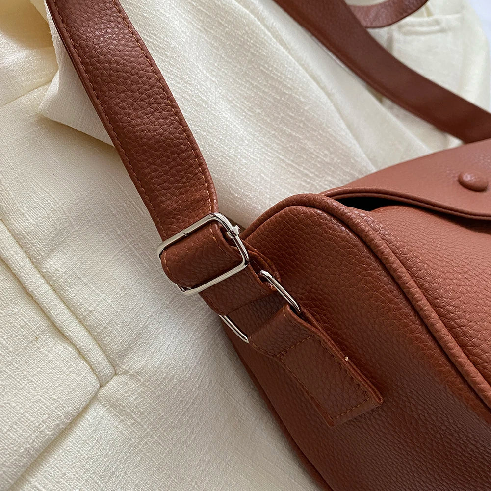 Letter Printed Shoulder Bag PU Leather Casual Portable Large Capacity