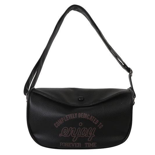Letter Printed Shoulder Bag PU Leather Casual Portable Large Capacity