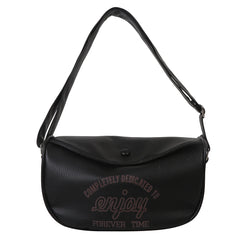 Letter Printed Shoulder Bag PU Leather Casual Portable Large Capacity