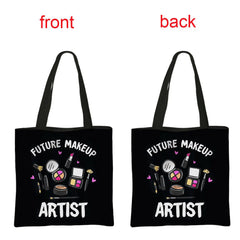 Makeup Print Tote Bag Women Handbag Reusable Shopping Bag Shoulder Bags