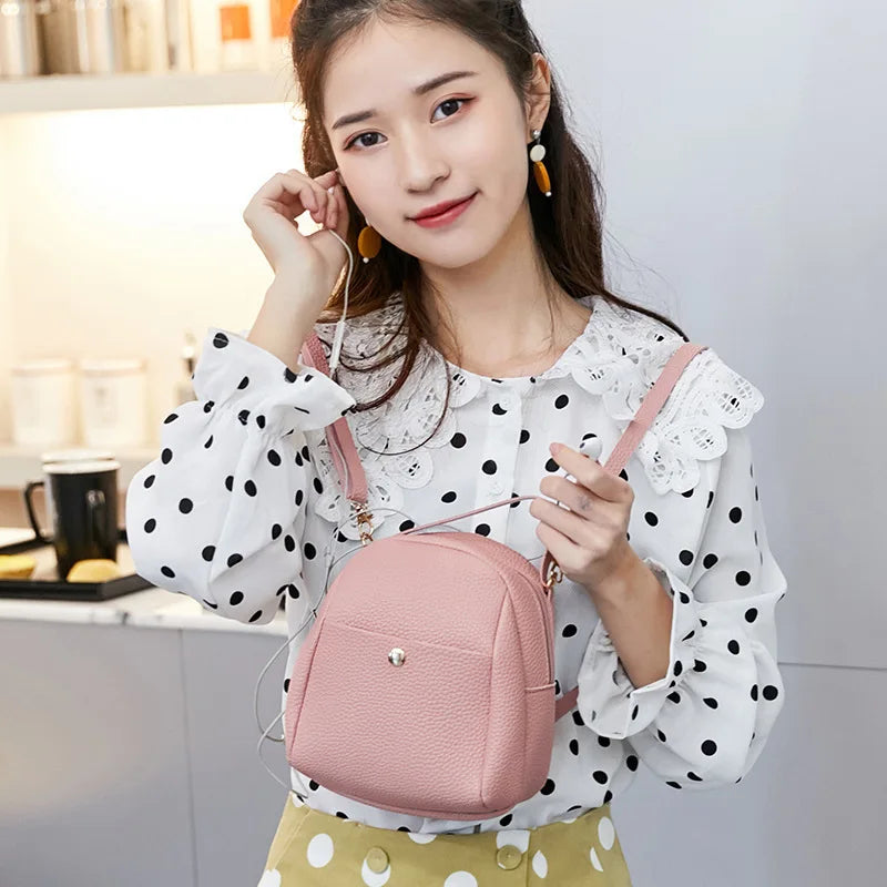 Lichee Leather Mini Backpack Crossbody Bag for Women