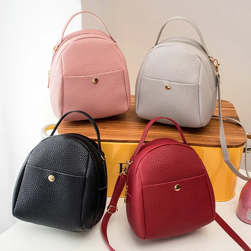 Lichee Leather Mini Backpack Crossbody Bag for Women