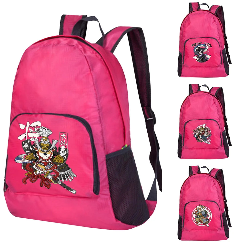 Samurai Print Foldable Outdoor Backpack for Women