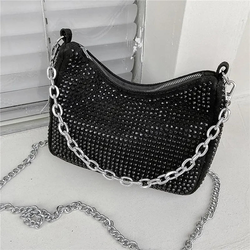 Light Bright Diamond Underarm Bag Chains Shoulder Messenger Bag