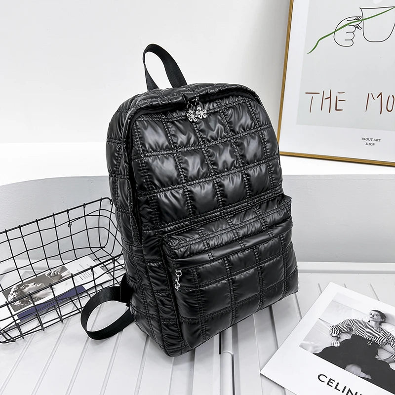 Light Space Down Women's Backpack Laptop Bags Casual Female School Backpack