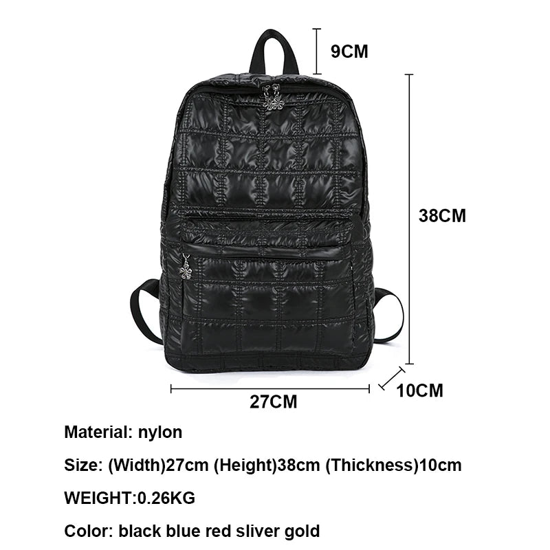 Light Space Down Women's Backpack Laptop Bags Casual Female School Backpack
